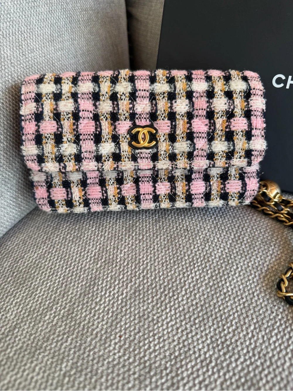 Chanel CC Tweed Pearl Crush Wallet on Chain